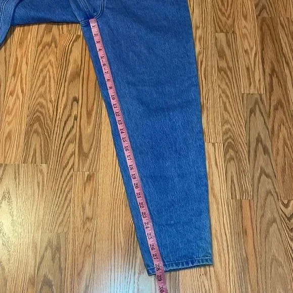 VTG Mom Jeans, bright blue, high waisted, tapered leg, 7/8 - Picture 6 of 11